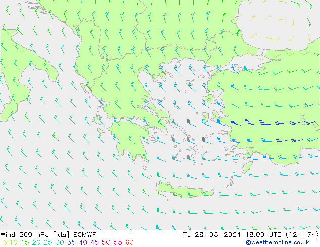 Wind 500 hPa ECMWF di 28.05.2024 18 UTC