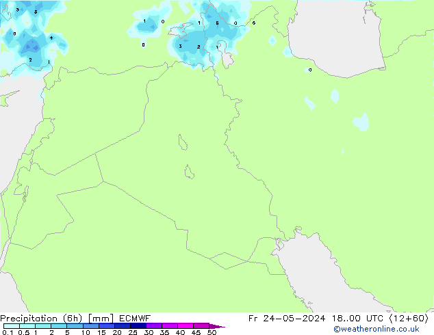 Precipitazione (6h) ECMWF ven 24.05.2024 00 UTC
