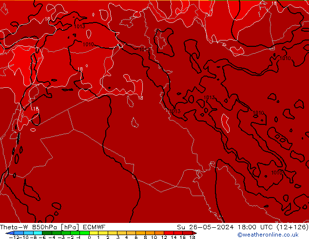 Theta-W 850hPa ECMWF Ne 26.05.2024 18 UTC