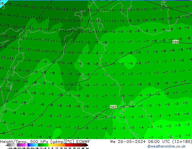 Z500/Rain (+SLP)/Z850 ECMWF śro. 29.05.2024 06 UTC