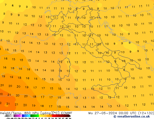 Z500/Yağmur (+YB)/Z850 ECMWF Pzt 27.05.2024 00 UTC