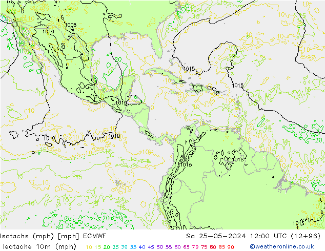 Eşrüzgar Hızları mph ECMWF Cts 25.05.2024 12 UTC