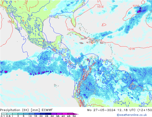 Precipitazione (6h) ECMWF lun 27.05.2024 18 UTC