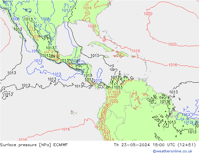 Surface pressure ECMWF Th 23.05.2024 15 UTC