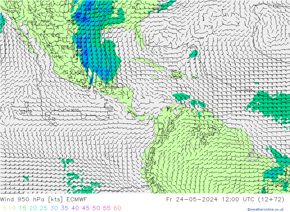 Wind 950 hPa ECMWF Fr 24.05.2024 12 UTC