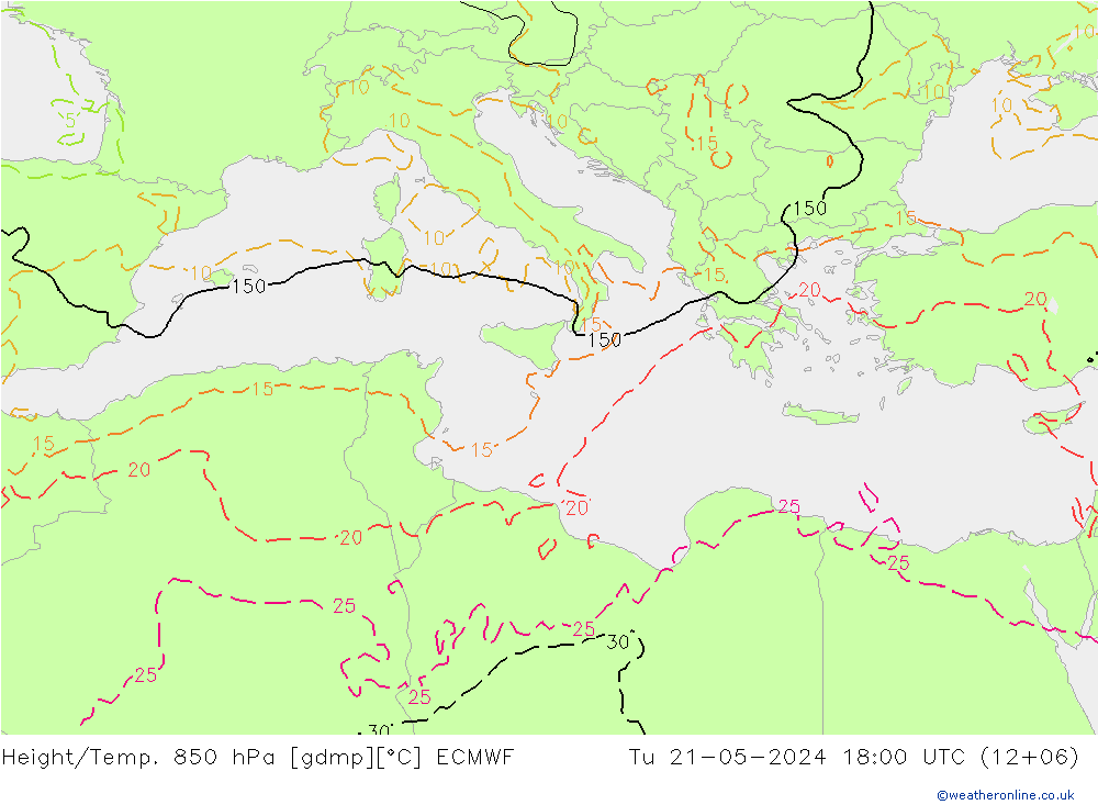 Z500/Rain (+SLP)/Z850 ECMWF Tu 21.05.2024 18 UTC