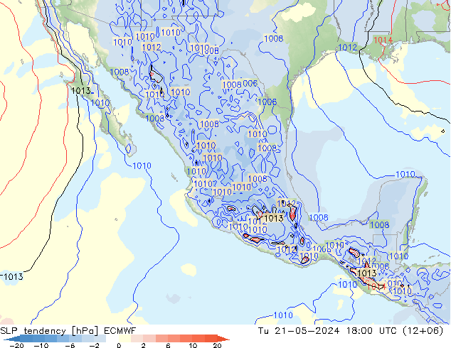 Tendencia de presión ECMWF mar 21.05.2024 18 UTC