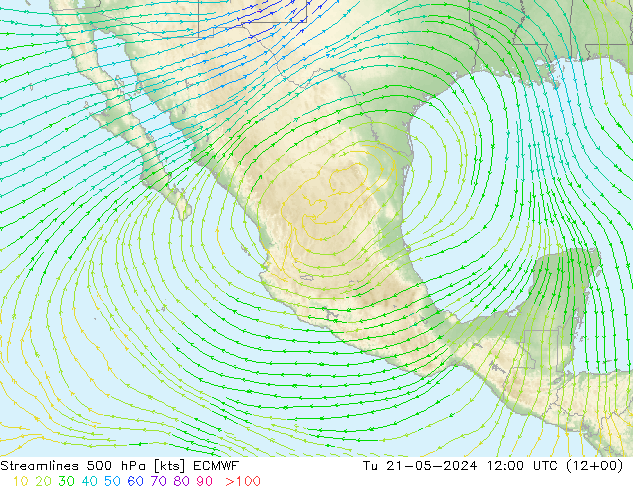 Rüzgar 500 hPa ECMWF Sa 21.05.2024 12 UTC