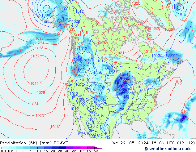 Z500/Rain (+SLP)/Z850 ECMWF St 22.05.2024 00 UTC