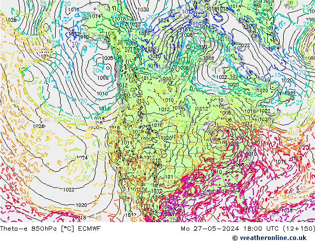 Theta-e 850hPa ECMWF  27.05.2024 18 UTC