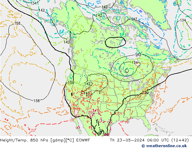 Height/Temp. 850 hPa ECMWF Th 23.05.2024 06 UTC