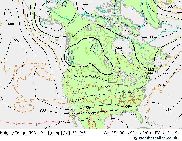 Z500/Rain (+SLP)/Z850 ECMWF Sa 25.05.2024 06 UTC