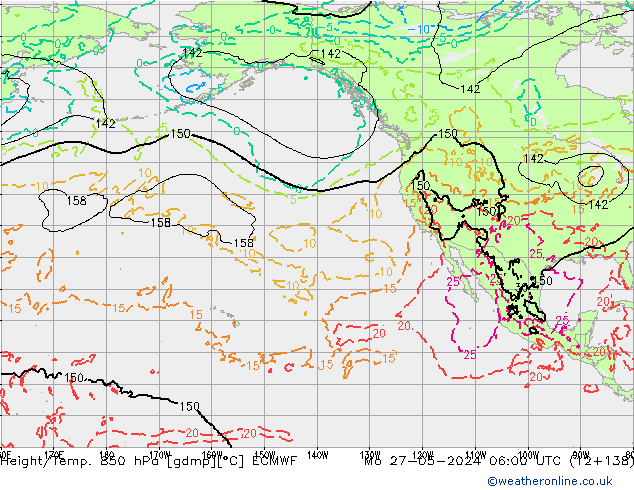 Z500/Rain (+SLP)/Z850 ECMWF пн 27.05.2024 06 UTC