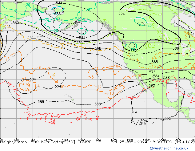 Z500/Rain (+SLP)/Z850 ECMWF sab 25.05.2024 18 UTC