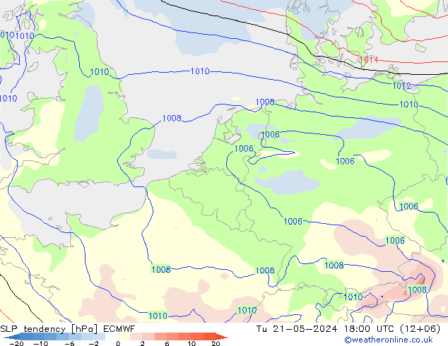 Drucktendenz ECMWF Di 21.05.2024 18 UTC