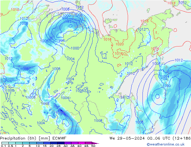 Precipitazione (6h) ECMWF mer 29.05.2024 06 UTC