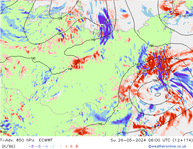 T-Adv. 850 hPa ECMWF Su 26.05.2024 06 UTC