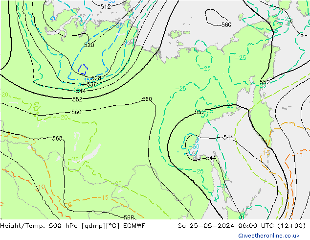 Z500/Yağmur (+YB)/Z850 ECMWF Cts 25.05.2024 06 UTC