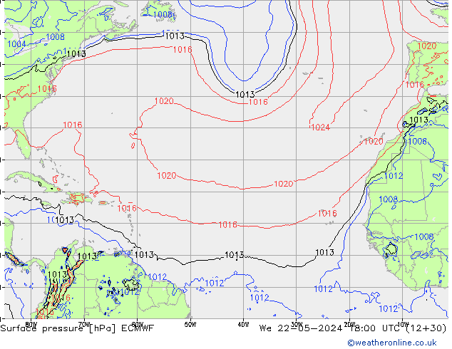 приземное давление ECMWF ср 22.05.2024 18 UTC