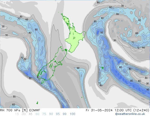 Humidité rel. 700 hPa ECMWF ven 31.05.2024 12 UTC