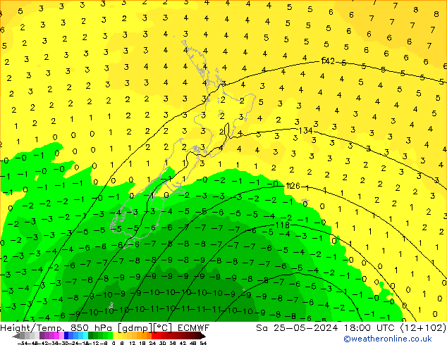 Z500/Rain (+SLP)/Z850 ECMWF Sa 25.05.2024 18 UTC