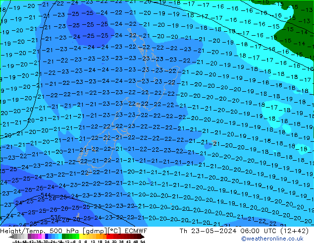 Z500/Yağmur (+YB)/Z850 ECMWF Per 23.05.2024 06 UTC