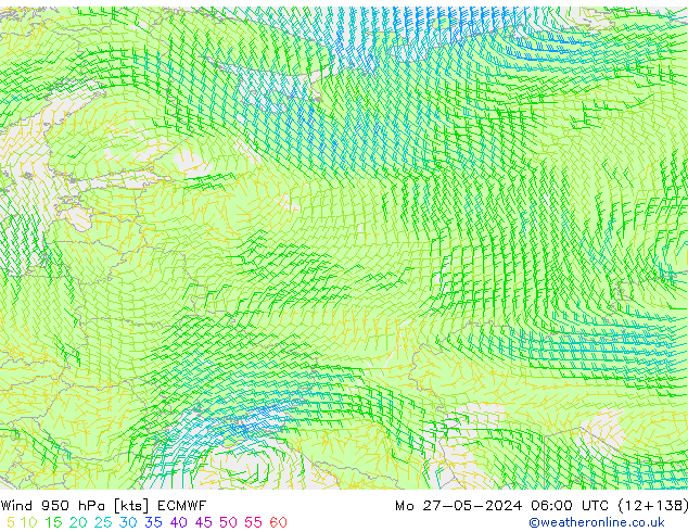 Wind 950 hPa ECMWF Mo 27.05.2024 06 UTC