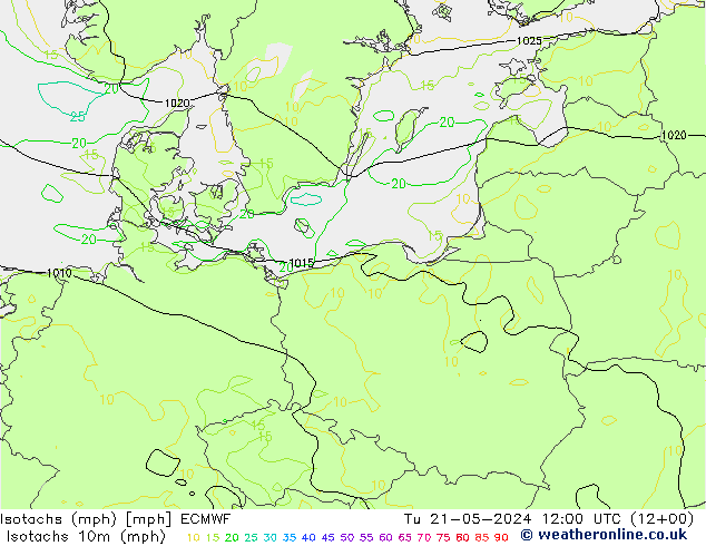 Isotachen (mph) ECMWF di 21.05.2024 12 UTC