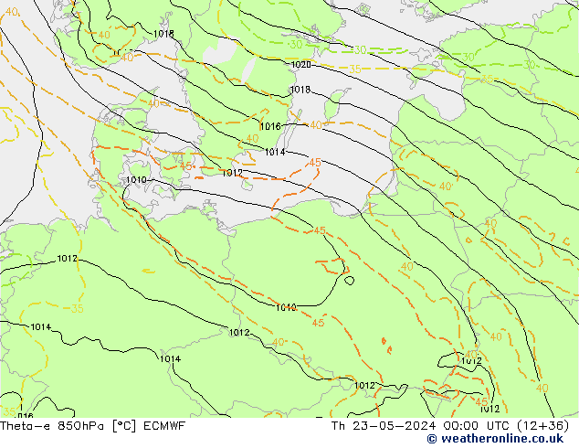 Theta-e 850hPa ECMWF Per 23.05.2024 00 UTC