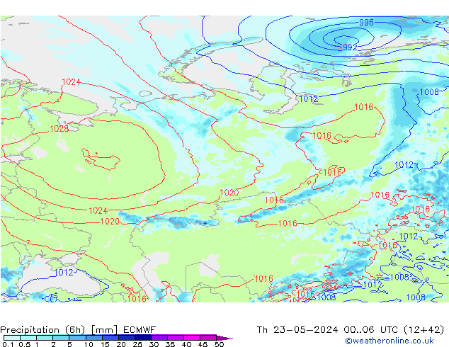 Z500/Rain (+SLP)/Z850 ECMWF jeu 23.05.2024 06 UTC