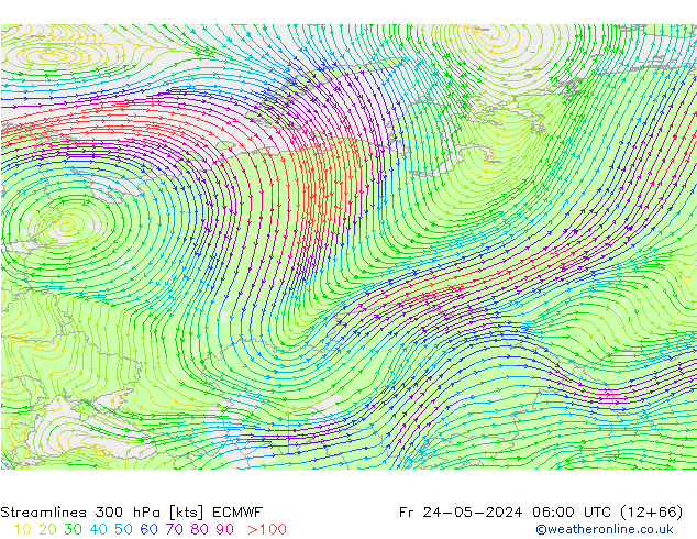 Rüzgar 300 hPa ECMWF Cu 24.05.2024 06 UTC