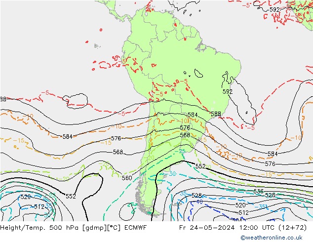 Z500/Rain (+SLP)/Z850 ECMWF Pá 24.05.2024 12 UTC