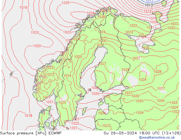 pression de l'air ECMWF dim 26.05.2024 18 UTC