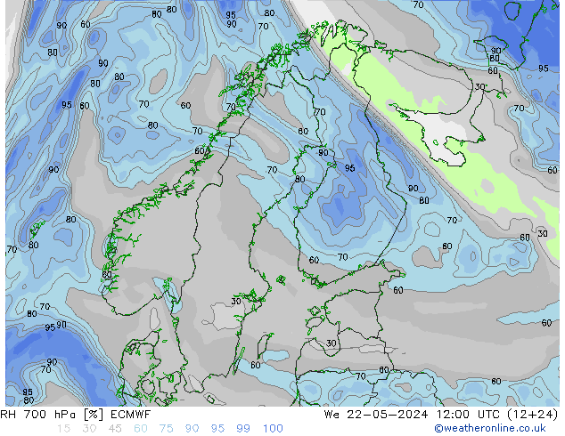 RH 700 hPa ECMWF  22.05.2024 12 UTC