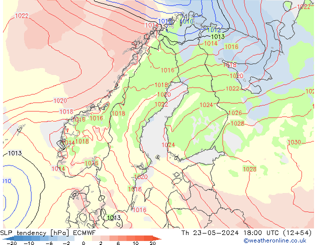 Drucktendenz ECMWF Do 23.05.2024 18 UTC