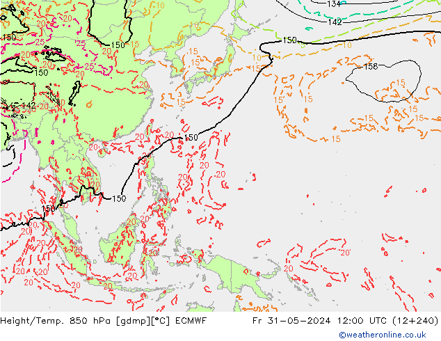 Height/Temp. 850 hPa ECMWF Fr 31.05.2024 12 UTC