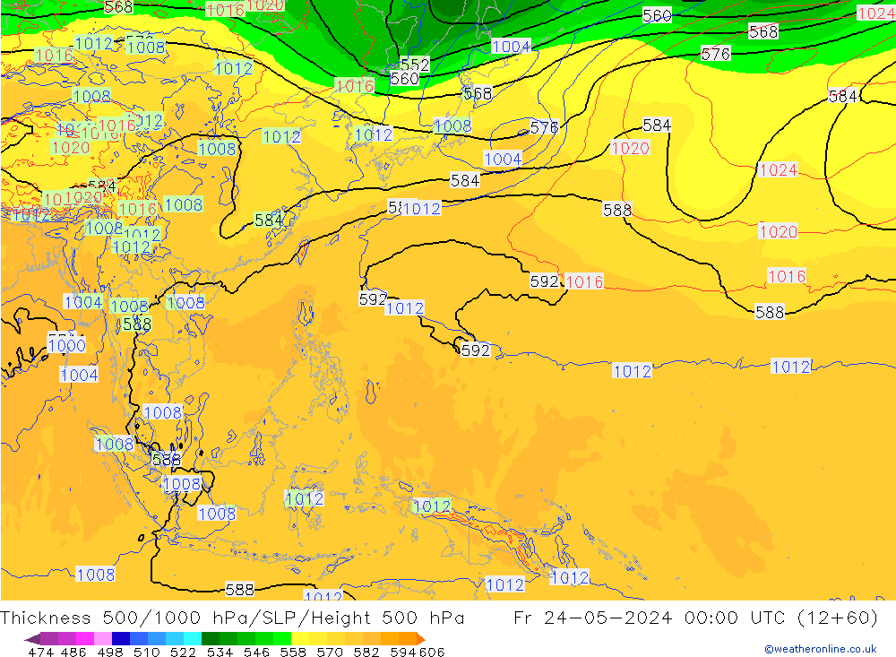 Thck 500-1000гПа ECMWF пт 24.05.2024 00 UTC