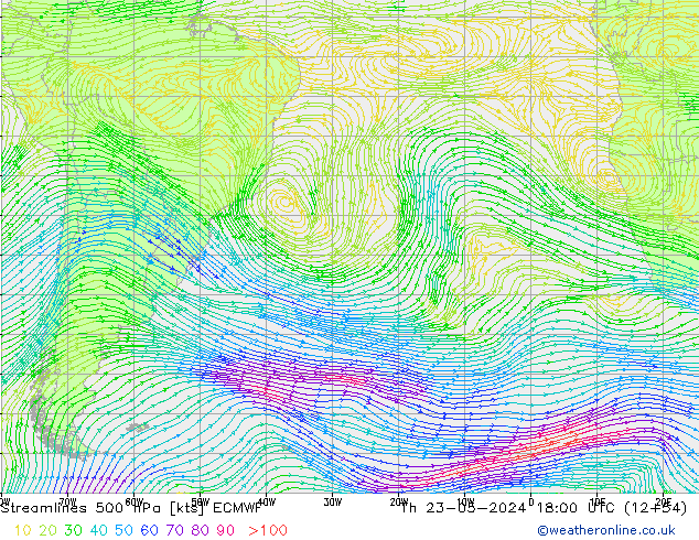 Rüzgar 500 hPa ECMWF Per 23.05.2024 18 UTC
