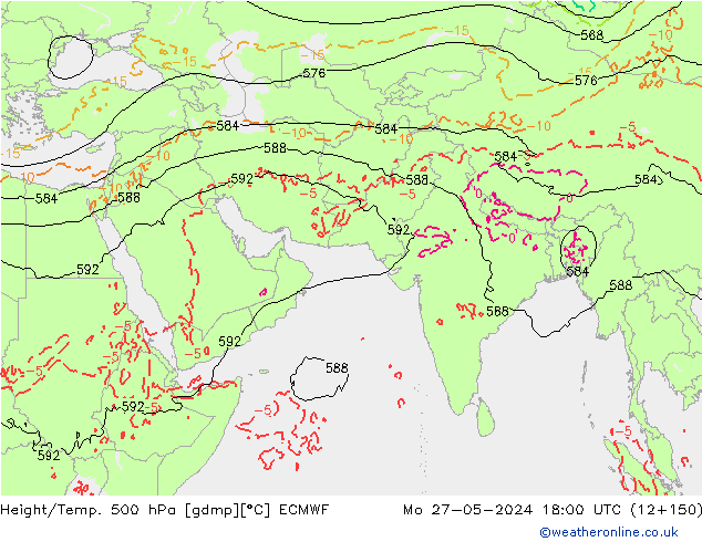 Yükseklik/Sıc. 500 hPa ECMWF Pzt 27.05.2024 18 UTC