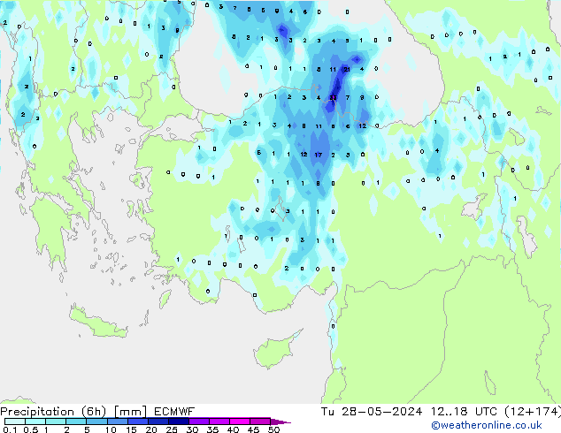 Yağış (6h) ECMWF Sa 28.05.2024 18 UTC