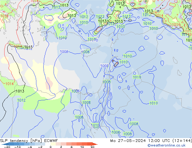 Drucktendenz ECMWF Mo 27.05.2024 12 UTC