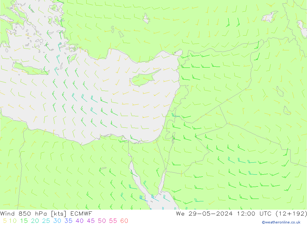 Rüzgar 850 hPa ECMWF Çar 29.05.2024 12 UTC