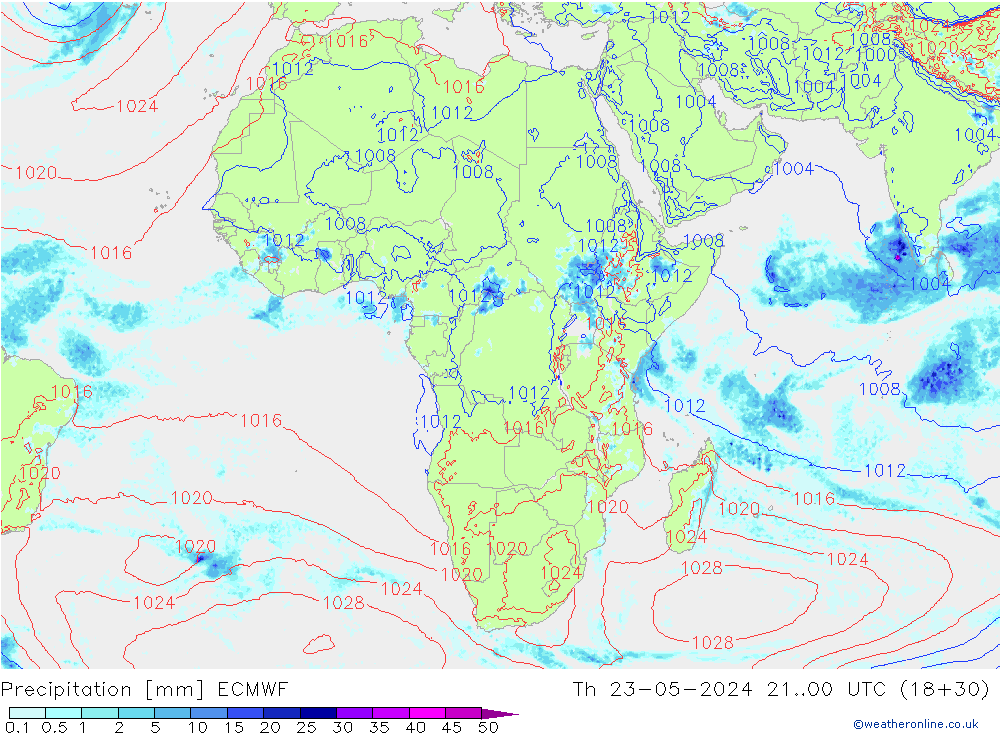 Precipitation ECMWF Th 23.05.2024 00 UTC