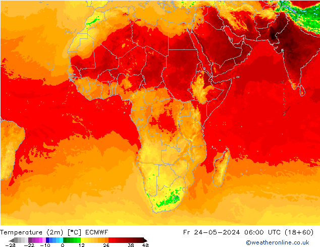 mapa temperatury (2m) ECMWF pt. 24.05.2024 06 UTC