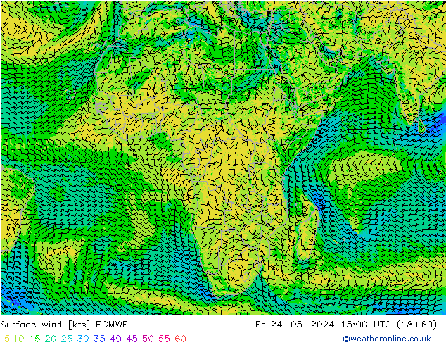 Surface wind ECMWF Fr 24.05.2024 15 UTC