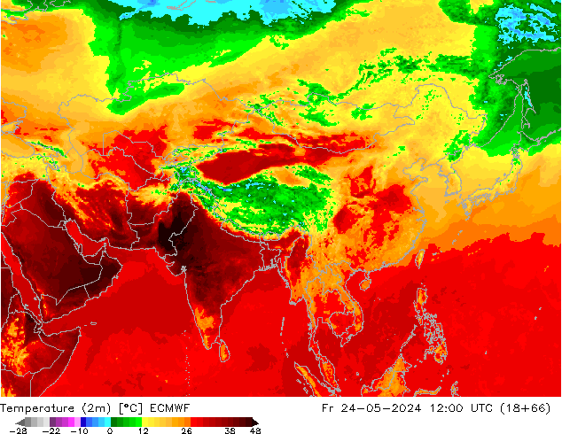 Temperatura (2m) ECMWF ven 24.05.2024 12 UTC