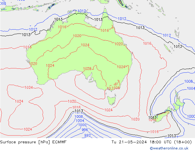 Luchtdruk (Grond) ECMWF di 21.05.2024 18 UTC