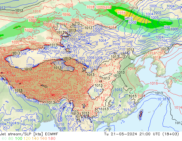 高速氣流/地面气压 ECMWF 星期二 21.05.2024 21 UTC