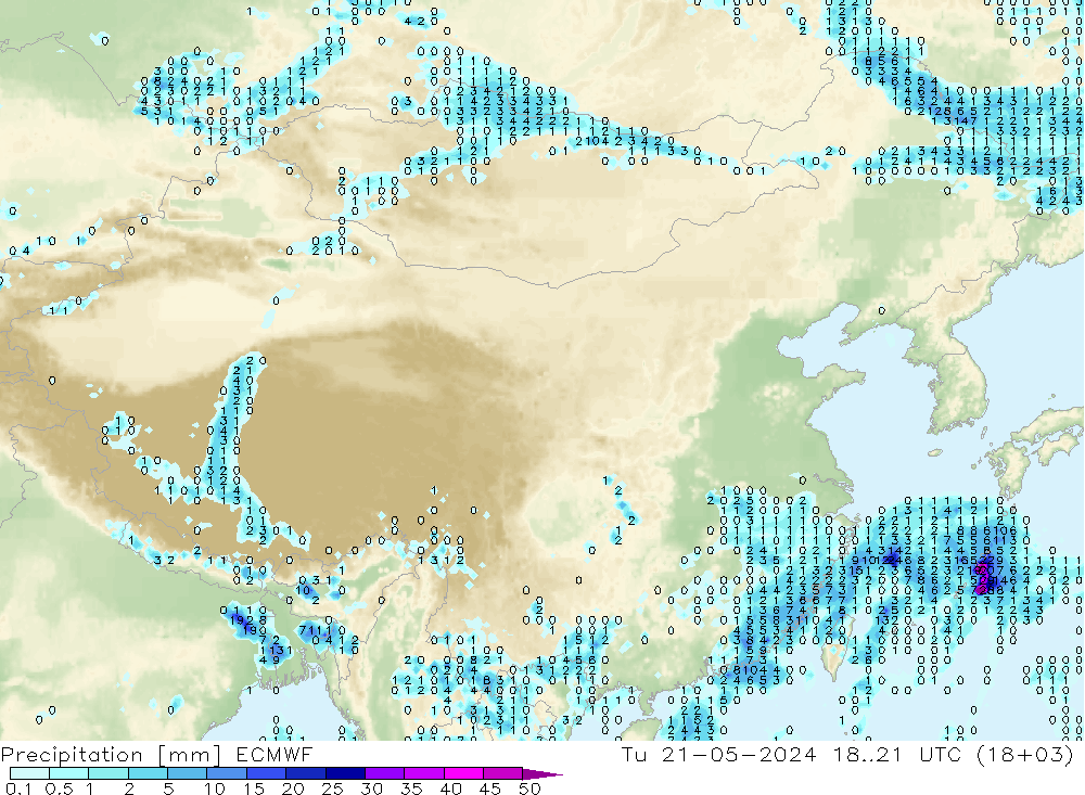 降水 ECMWF 星期二 21.05.2024 21 UTC