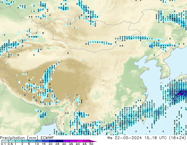 降水 ECMWF 星期三 22.05.2024 18 UTC